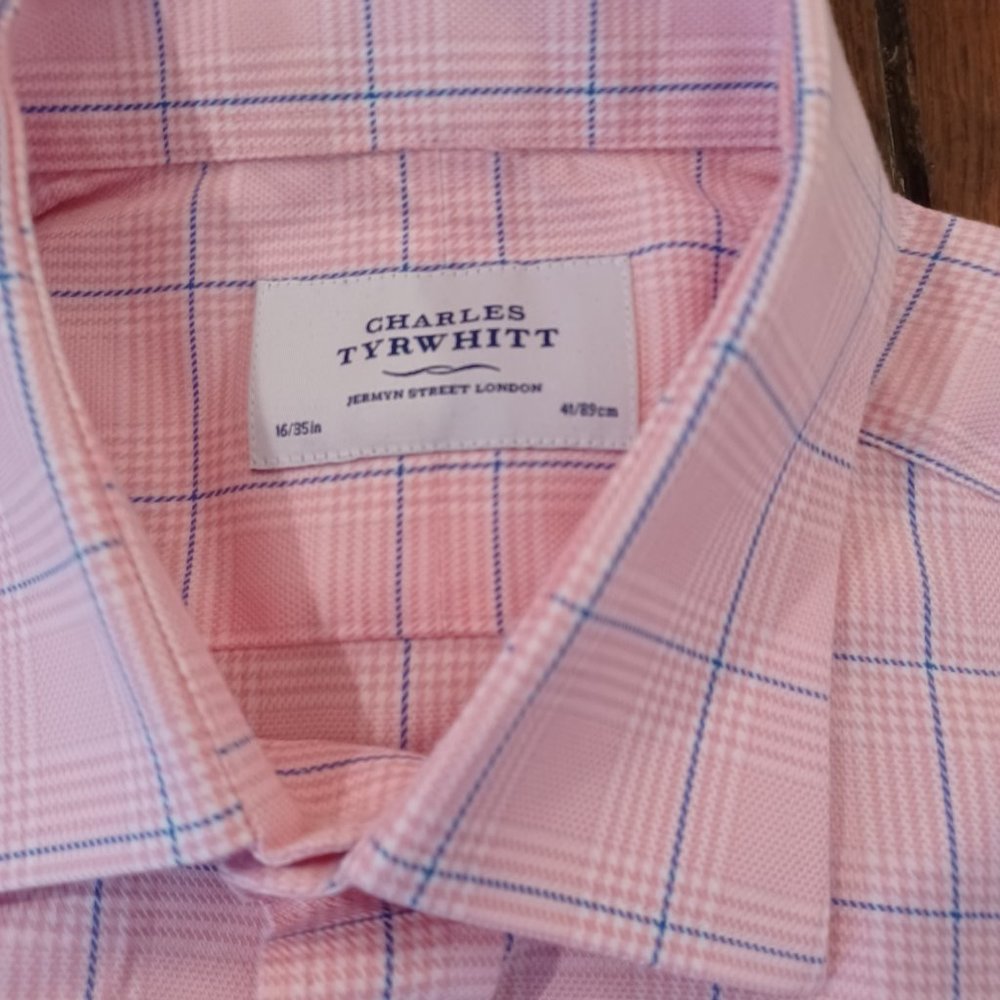 Charles Tyrwhitt Pink-Blue-White British plaid shirt.  Size 16-35